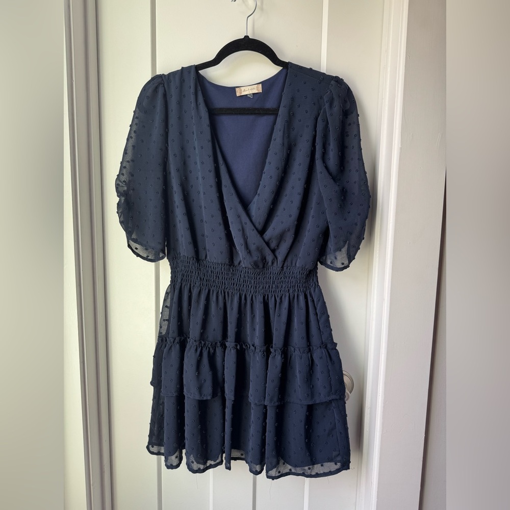 Altar'd State Navy Textured Midi Dress